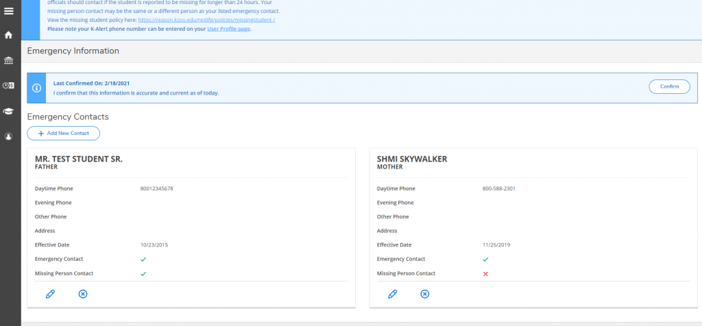 Updating Emergency Contact Information – Office of the Registrar | Kalamazoo College