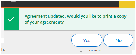 The image shows the option to print the Student Financial Responsibility Agreement.